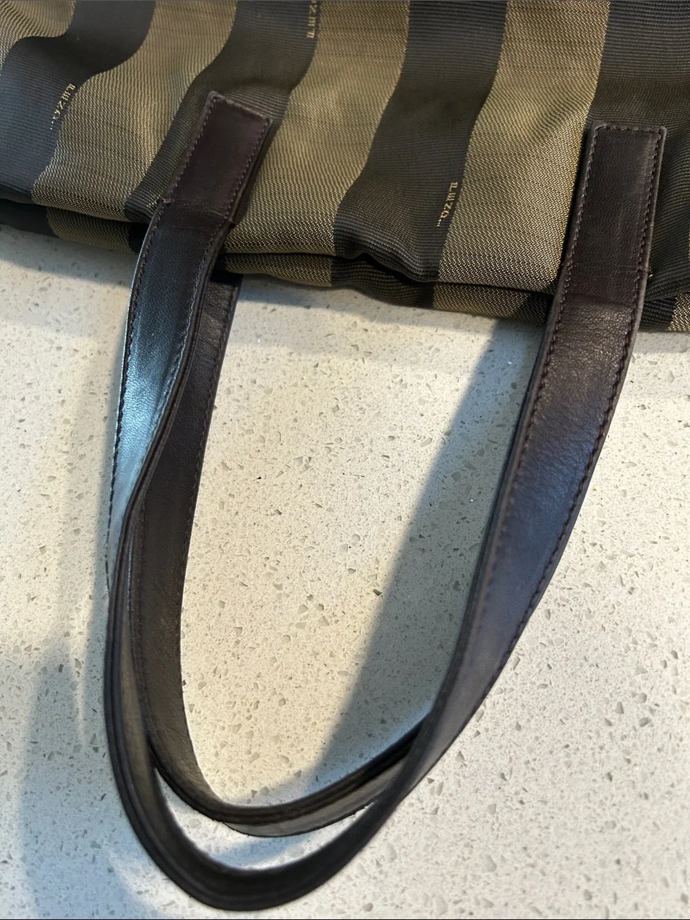 Fendi Pequin Foldable Tote | w/ Insert| Zip Top | Classic Stripe - Picture 7 of 16